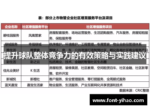 提升球队整体竞争力的有效策略与实践建议